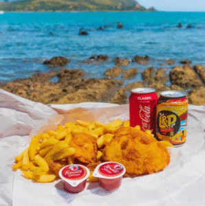 2 Fish fillet + chips + coke can